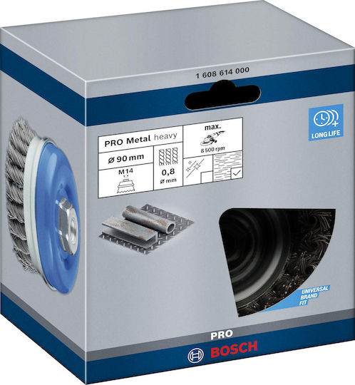 Bosch 1608614000 Συρματόβουρτσα Καμπάνα με Κοτσίδες για Γωνιακό Τροχό 90mm