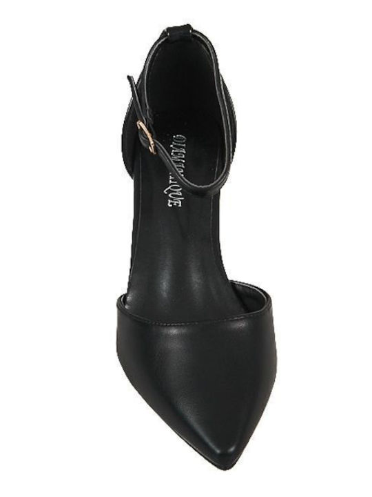 Black Medium Heels with Strap