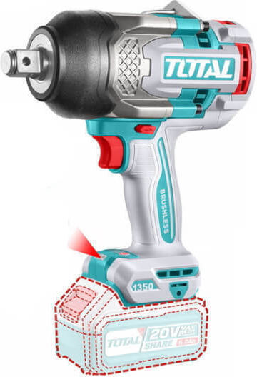 Total Brushless Impact Wrench Battery 20V 2x5Ah with Socket 3/4"