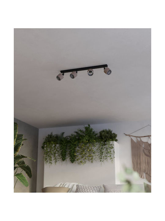 Eglo Spot with 4 Lights and with Socket E27 in Black Color