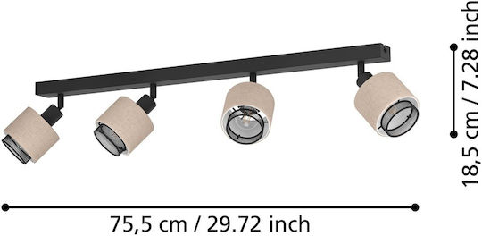 Eglo Spot mit 4 Lichtern und mit Fassung E27 in Schwarz Farbe