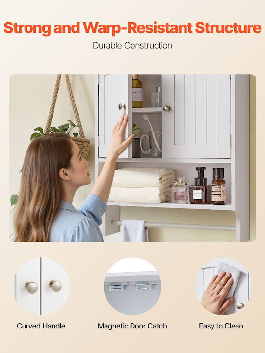Vevor Wall Mounted Bathroom Shelf Wooden 23x8x27cm White