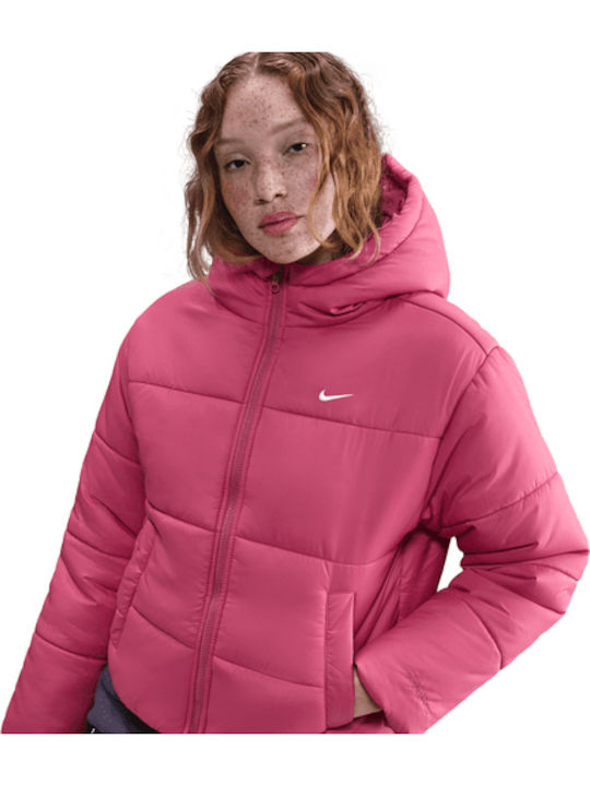 Kurz Damen Puffer Jacke für Winter Rosa