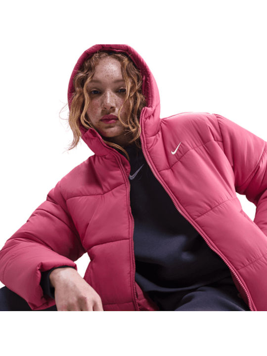 Kurz Damen Puffer Jacke für Winter Rosa