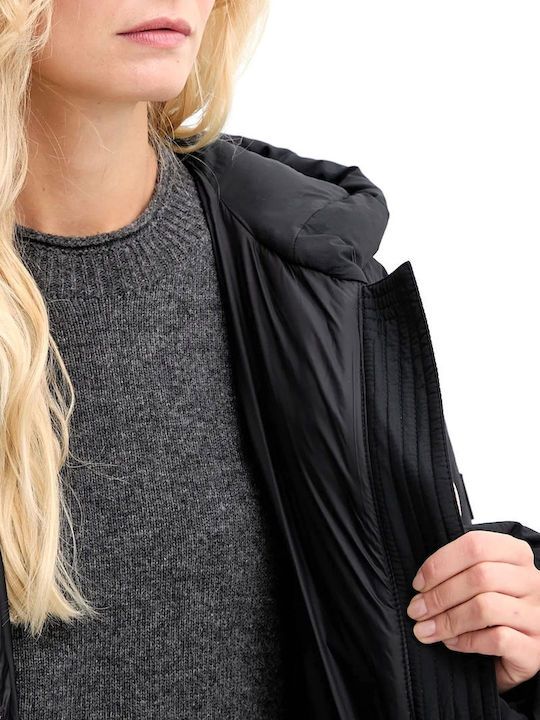 Women's Puffer Jacket for Winter with Hood Black