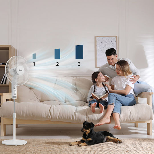 Midea Ανεμιστήρας Ορθοστάτης 50W Διαμέτρου 40cm με Τηλεχειριστήριο Λευκός