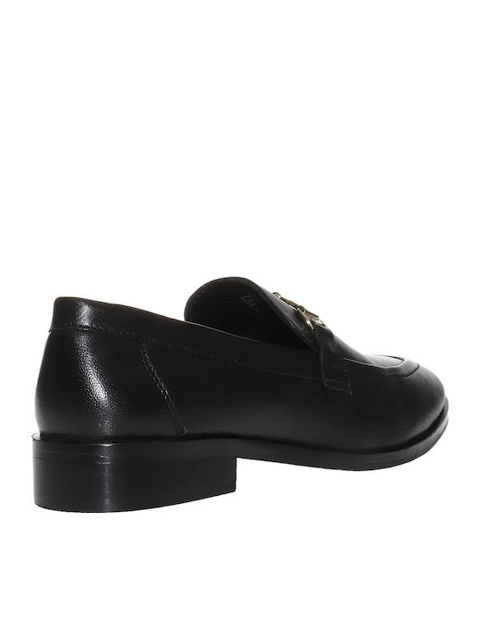Leather Women's Moccasins in Black Color