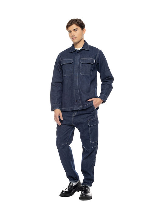 Ανδρικό Παντελόνι Τζιν Cargo Blue
