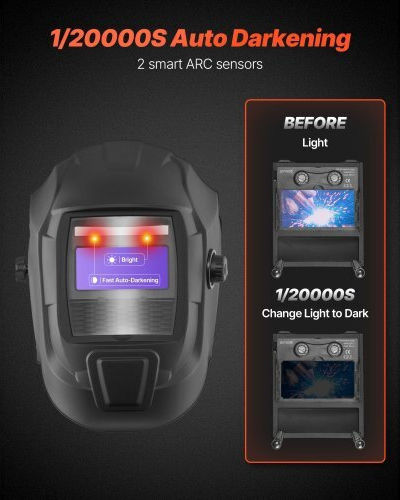 Vevor Welding Helmet with 93x43mm Visual Field Black