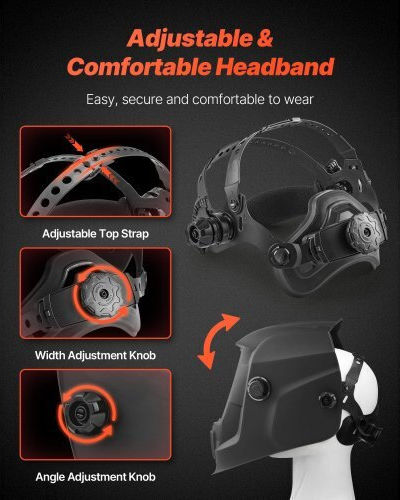 Vevor Welding Helmet with 93x43mm Visual Field Black