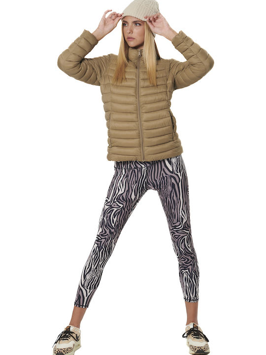 Training Γυναικείο Cropped Κολάν Mocha Zebra
