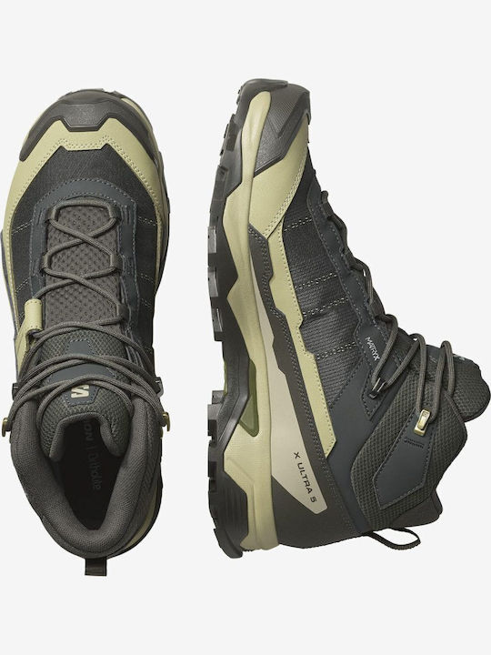 Salomon X Ultra 5 Mid Men's Hiking Boots Waterproof with Gore-Tex Membrane Green