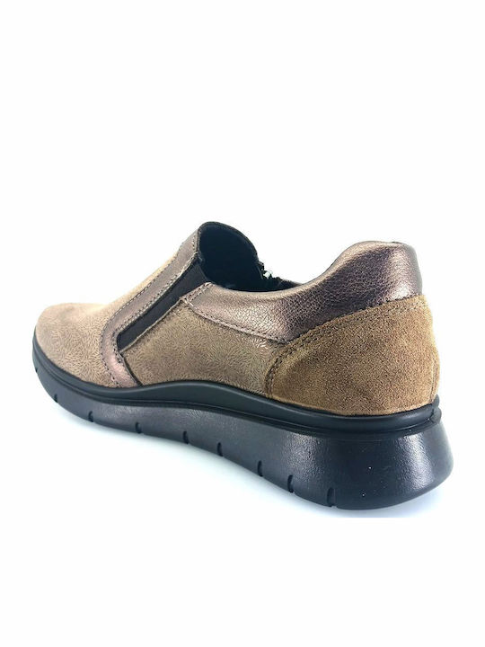 Ανατομικά Γυναικεία Slip-On Δερμάτινα Καφέ