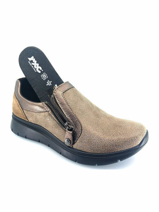 Ανατομικά Γυναικεία Slip-On Δερμάτινα Καφέ