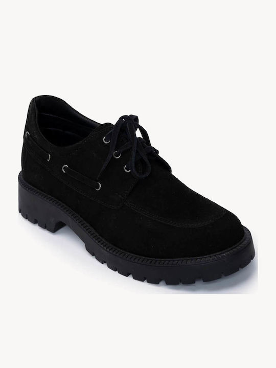 Черни Loafers С Връзки Chunky Подметка