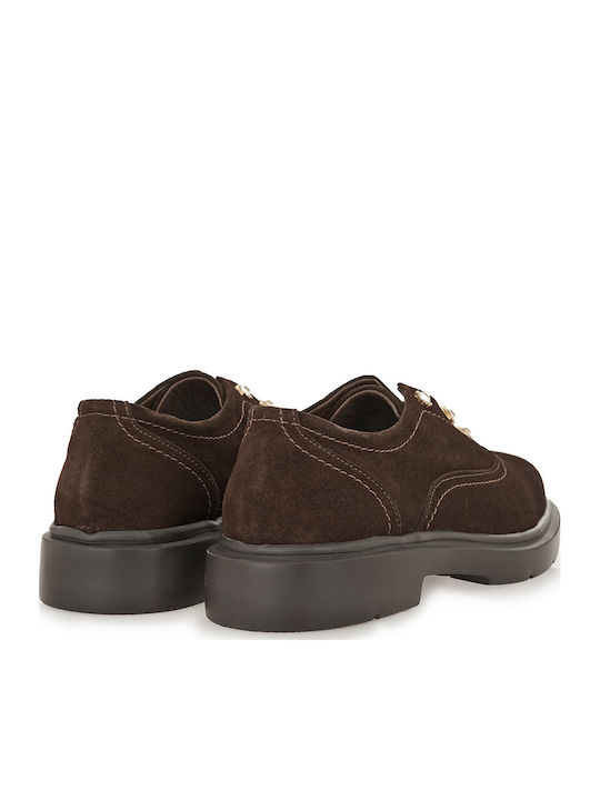 Wildleder Damen Oxfords in Braun Farbe