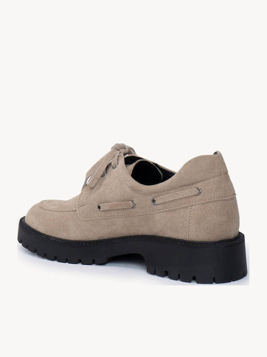Бежови Loafers С Връзки Chunky Подметка