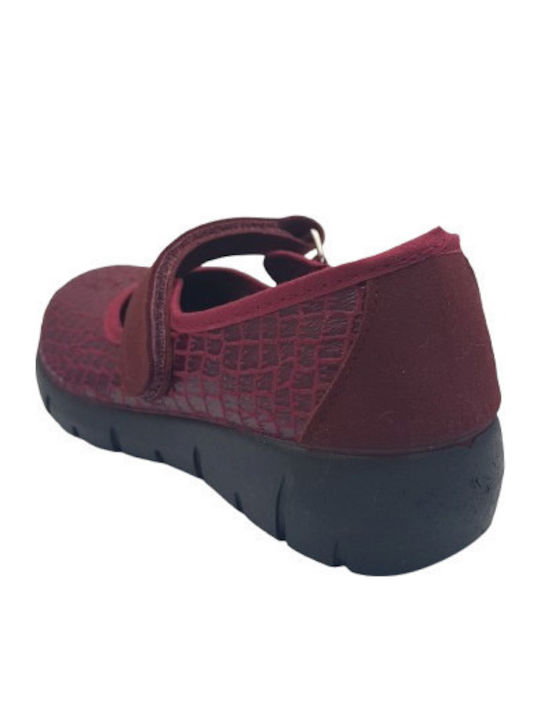 Damen Ballerinas in Burgundisch Farbe