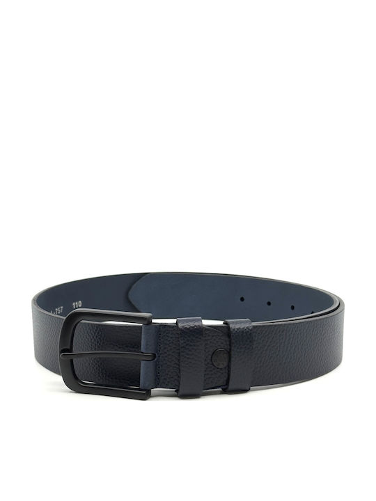 Wide Men's Belt Leather Blue