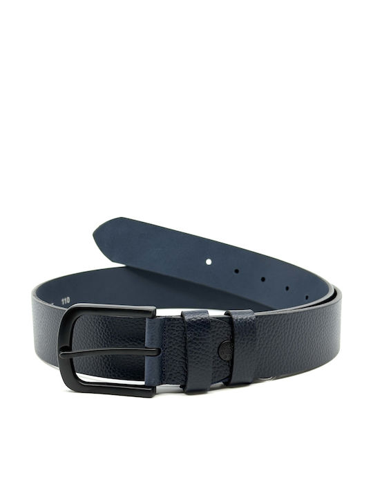 Wide Men's Belt Leather Blue
