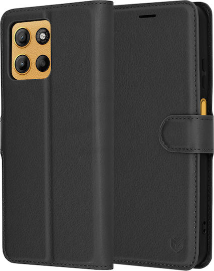 Techsuit Folio Brieftasche Leder / Silikon Schwarz (Moto G15)