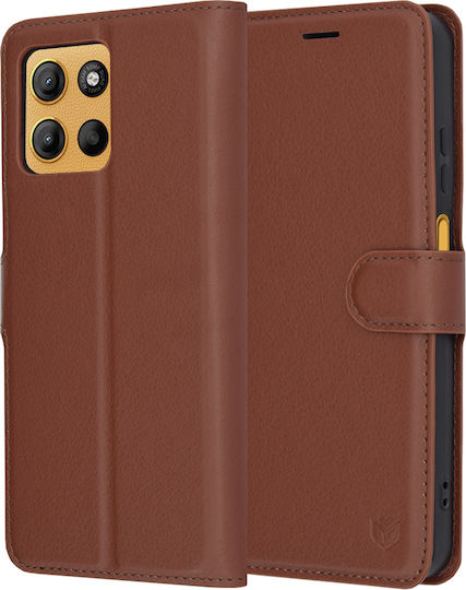 Techsuit Folio Brieftasche Leder / Silikon Braun (Moto G15)