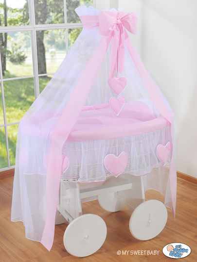 My Sweet Baby Strohmoseskorb mit Gestell Rosa