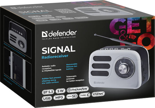 Osio Defender Signal Επιτραπέζιο Ραδιόφωνο Επαναφορτιζόμενο Μαύρο