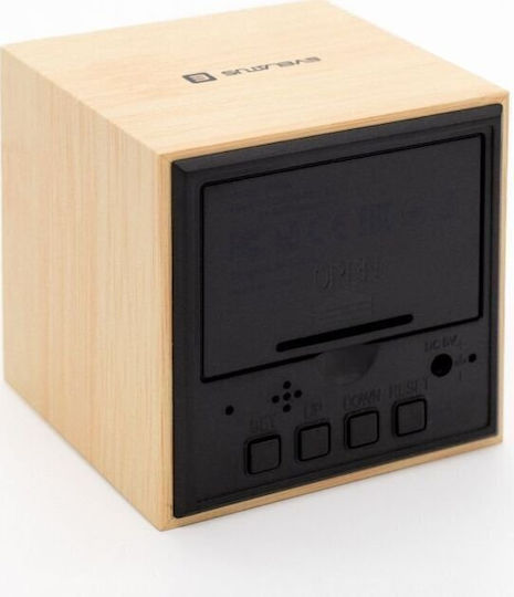 Evelatus Digital Wooden Yellow Tabletop Clock