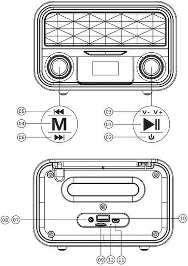 Verk Group 06242V Настолен Акумулаторен Радиоприемник с Bluetooth и USB Кафяв