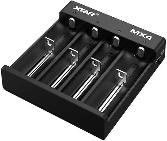 XTAR MX4 USB Φορτιστής 4 Μπαταριών Li-ion/Ni-MH Μεγέθους AA/AAA/18650/21700/16340/14500