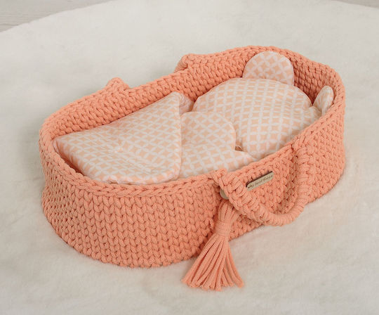 Doll's Blanket Bear Pillow Mini Peach Rosette