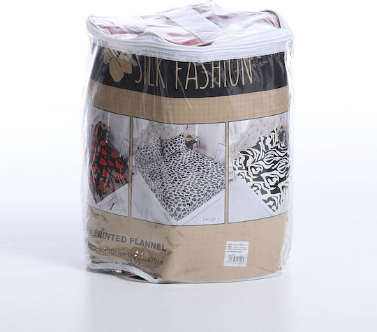 Silk Fashion Fleece Σεντόνι Υπέρδιπλο με Λάστιχο 160x200+30εκ. Πολύχρωμο