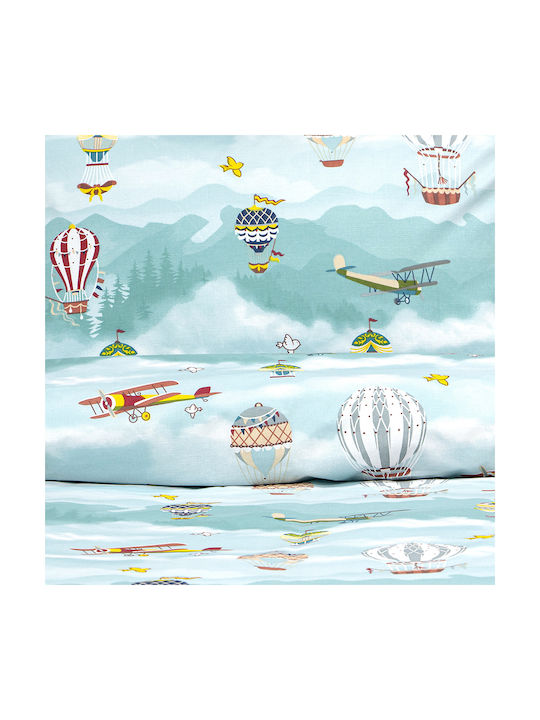 Lino Home Σετ Σεντόνια Ημίδιπλα Βαμβακερά Cloud Chasers Petrol 170x260cm 3τμχ
