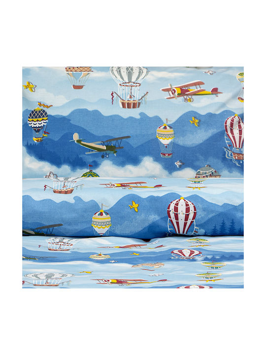 Lino Home Σετ Σεντόνια Ημίδιπλα Βαμβακερά Cloud Chasers Blue 170x260cm 3τμχ