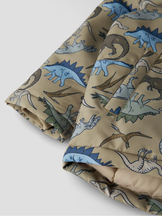 Wasserdichtes Kinderjacke Lässig Lang mit Futter & Kapuze Beige