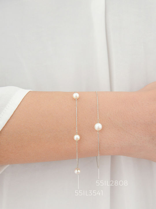 Kritsimis Women's Bracelet made of White gold 14K with Pearls