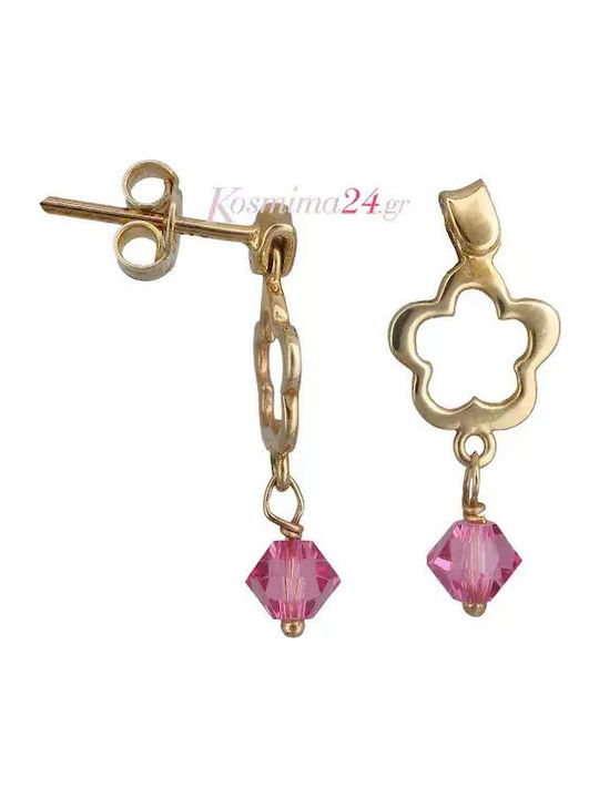 Gold Flower Stud Earrings 14K
