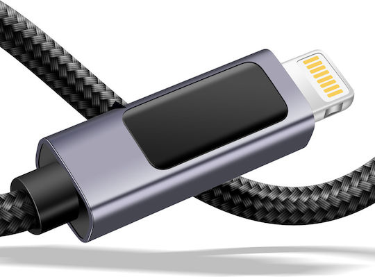 Swissten 3A Charging Sync Cable USB-C to Lightning 30W 1m LED Screen Black
