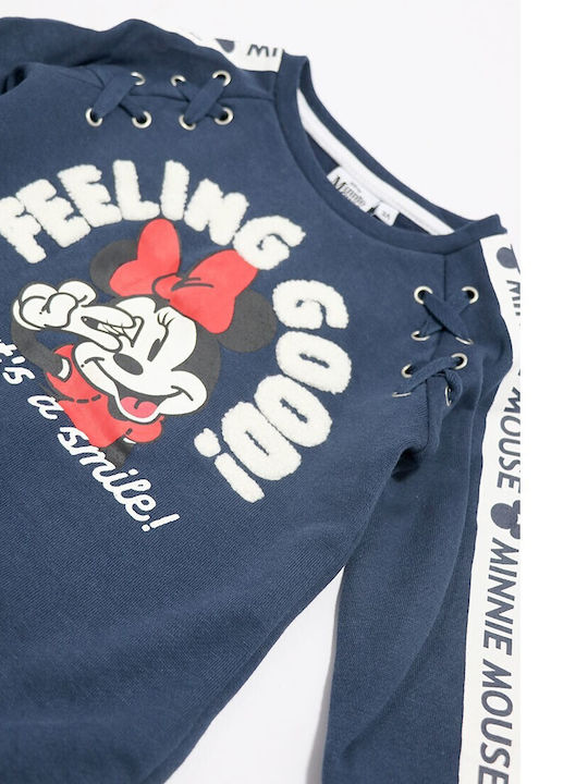 Minnie Παιδικό Φόρεμα Φούτερ Μακρυμάνικο Σκούρο Μπλε