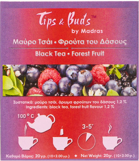 Tips & Buds Fructe de Pădure Ceai Negru 10 Plicuri