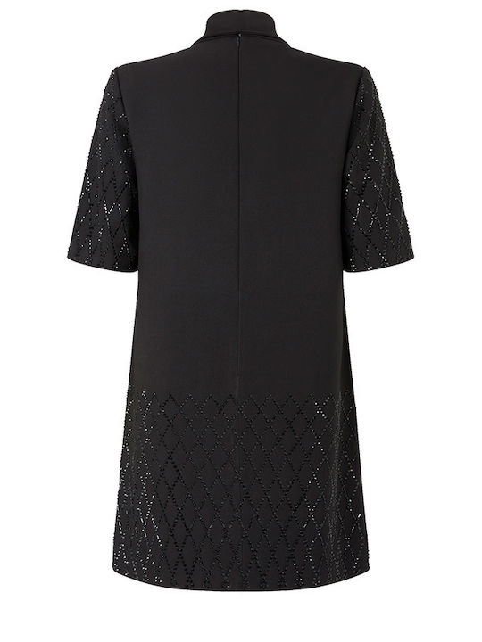 Lipogramma Mini Summer Mini Evening Dress Satin Black