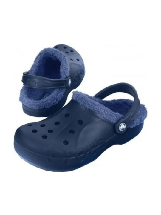Crocs Baya Lined Femei Anatomici Sabot cu blană Albastre