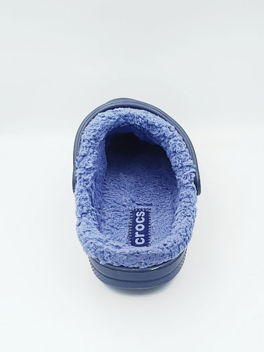 Crocs Baya Lined Femei Anatomici Sabot cu blană Albastre