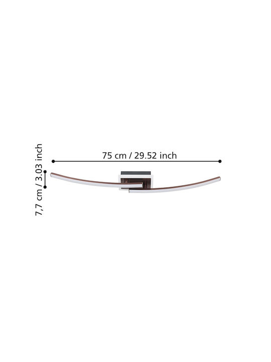 Eglo Lungolago Ceiling Mount Light 74cm Brown with Integrated LED