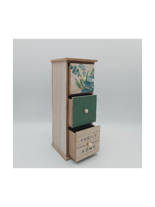 Uncle George Tea Box with Lid Wooden Green 12x11x31cm 1 Piece