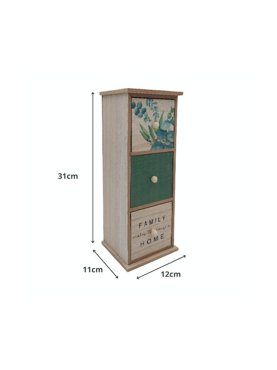 Uncle George Tea Box with Lid Wooden Green 12x11x31cm 1 Piece