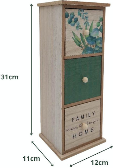 Uncle George Tea Box with Lid Wooden Green 12x11x31cm 1 Piece