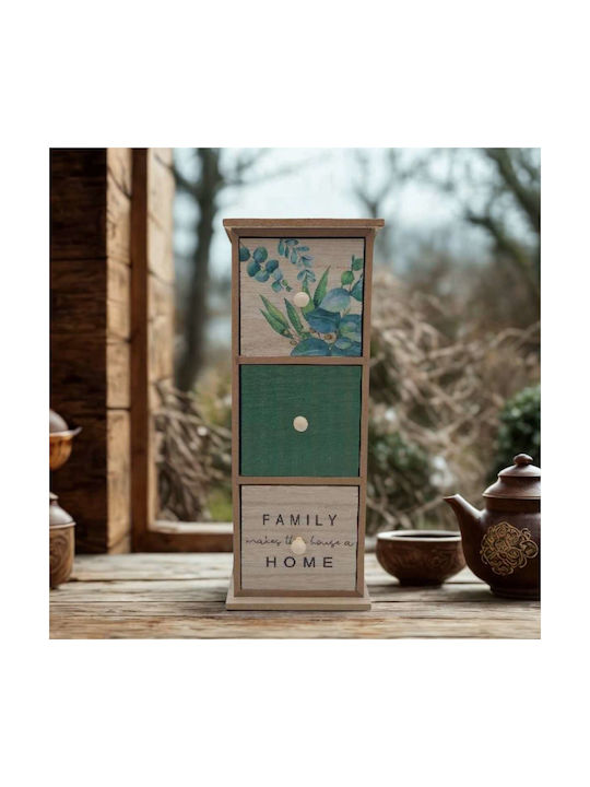Uncle George Tea Box with Lid Wooden Green 12x11x31cm 1 Piece
