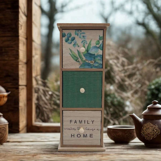 Uncle George Tea Box with Lid Wooden Green 12x11x31cm 1 Piece